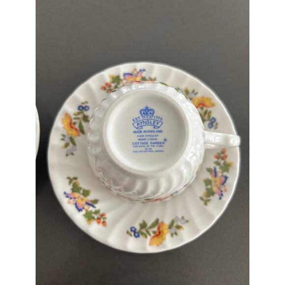 AYNSLEY COTTAGE GARDEN FINE BONE TEA CUP/SAUCER SET OF 8-TOTAL 20 PIECES - Picture 10 of 16